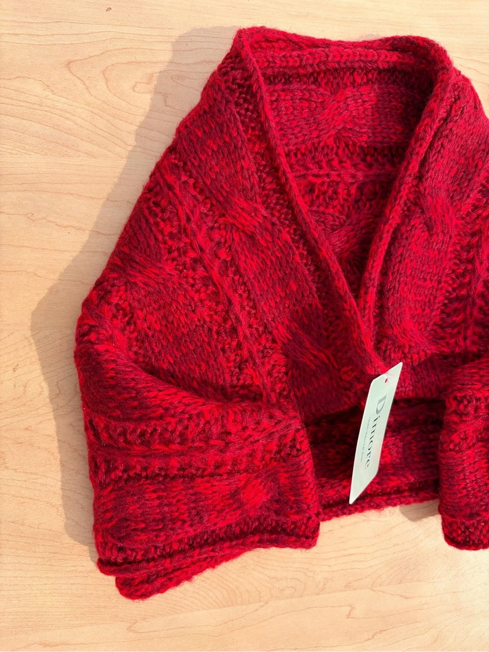 Unisex Large warm knitted long winter scarf Red